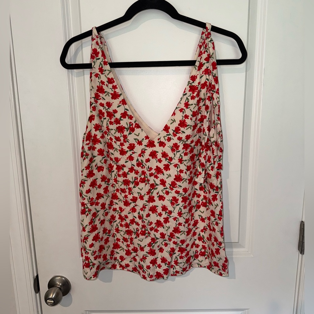 Sezane Red Floral Camisole Top